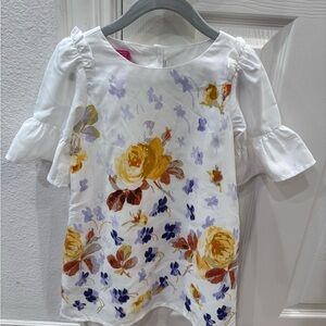 Janie & Jack Floral Dress with Ruffled Sleeves